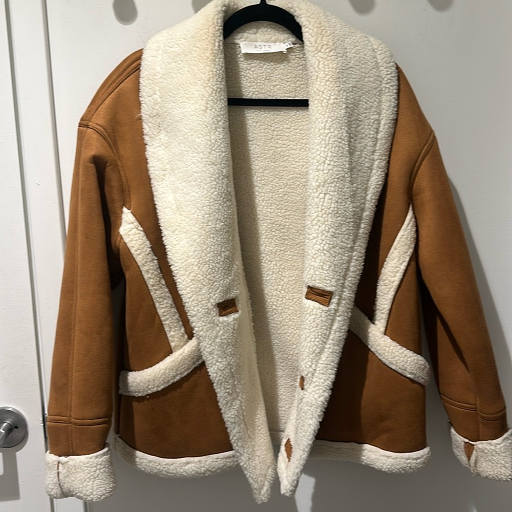 ASTR the label fuzzy suede jacket